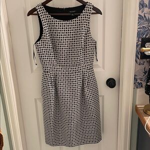 White House Black Market Geometric Black and White Midi Dress